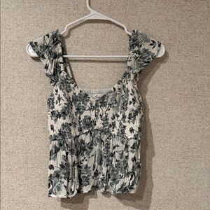 Hollister Black and White Floral Blouse